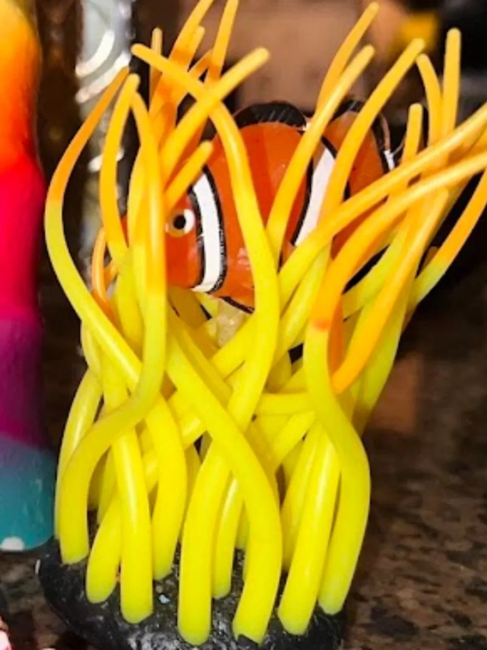 4 piece set, brightly colored fish tank decorations